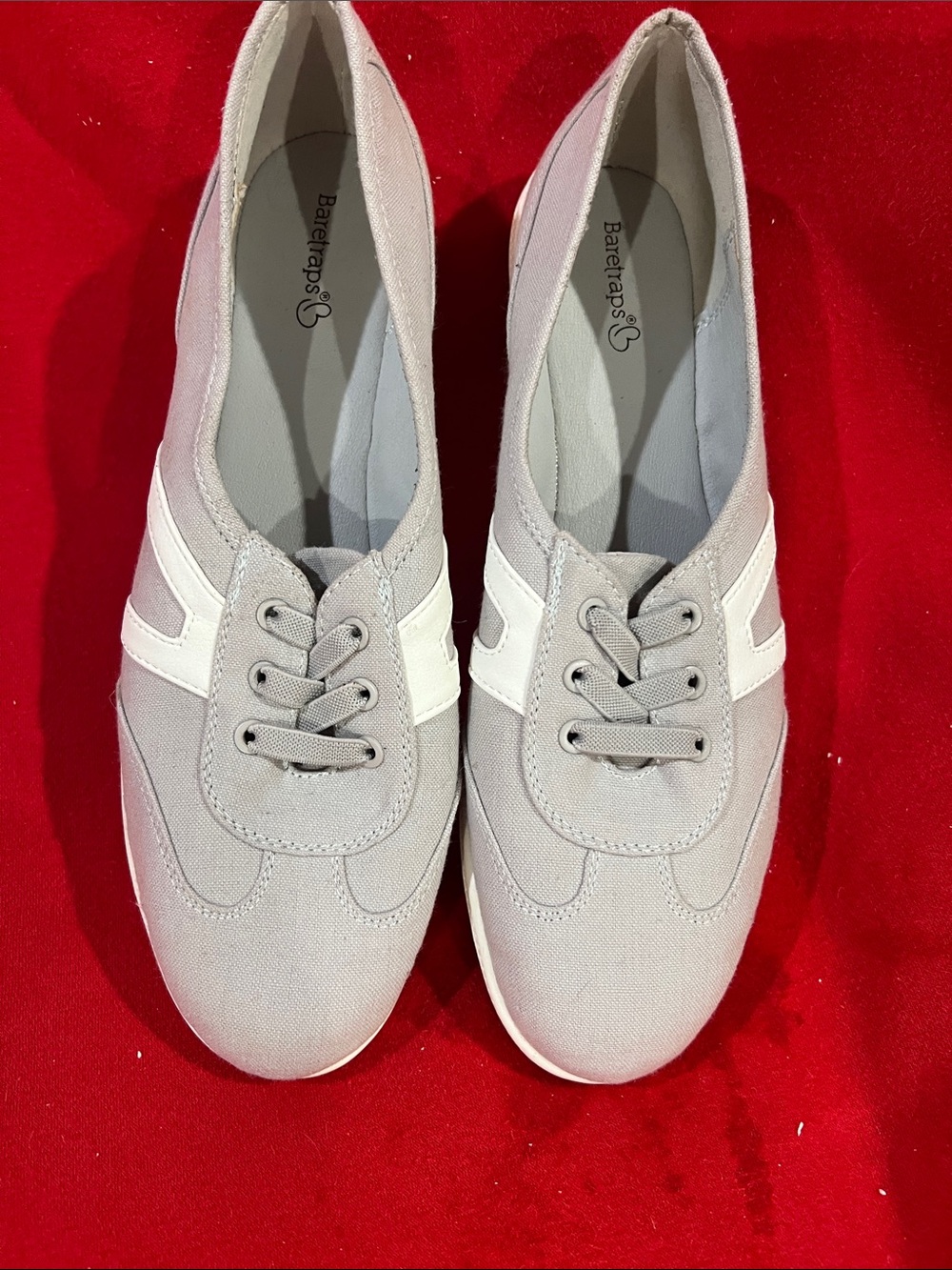 BareTraps Gray and White Slip-On Lace Sneaker
